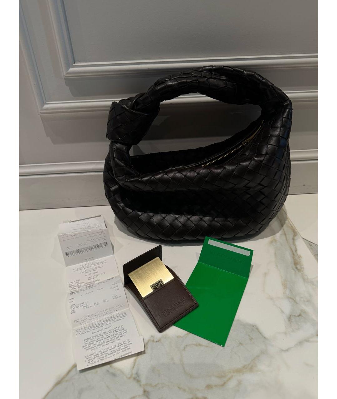 BOTTEGA VENETA Коричневая кожаная сумка с короткими ручками, фото 4
