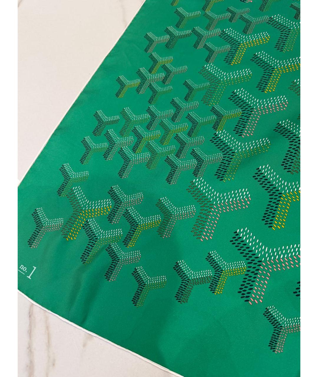 GOYARD Зеленый шелковый платок, фото 2