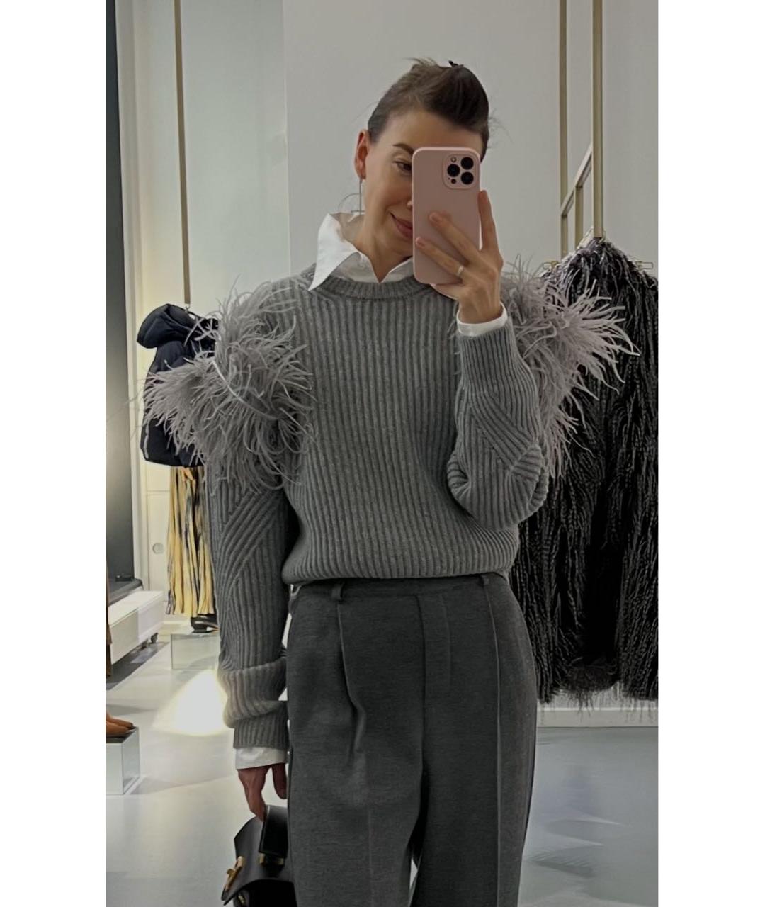 BLUMARINE Антрацитовый шерстяной джемпер / свитер, фото 6