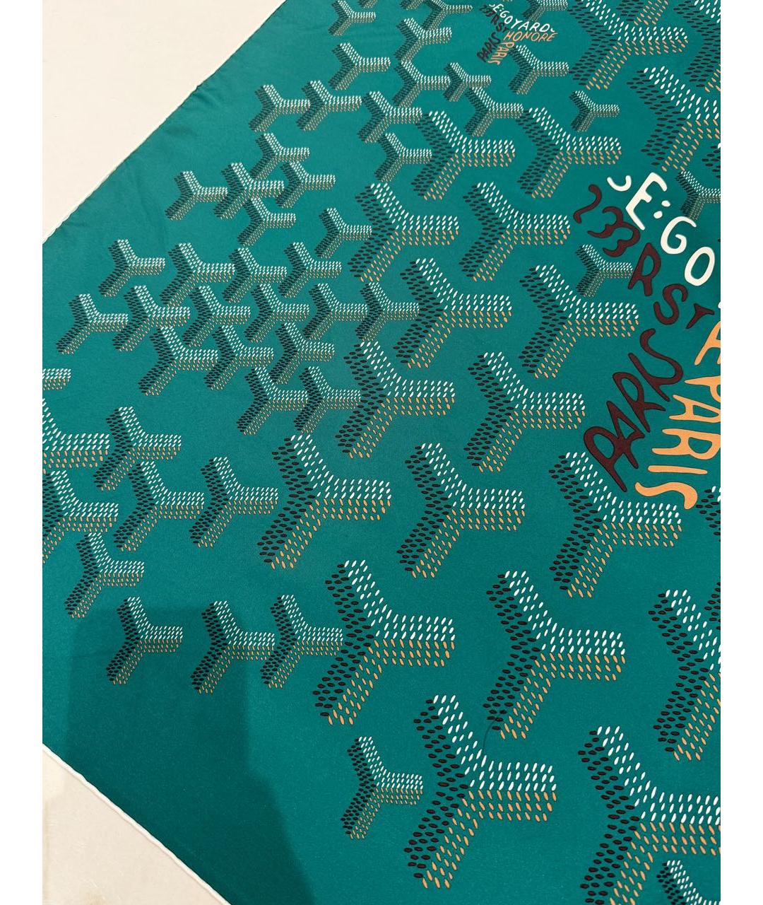 GOYARD Зеленый шелковый платок, фото 2
