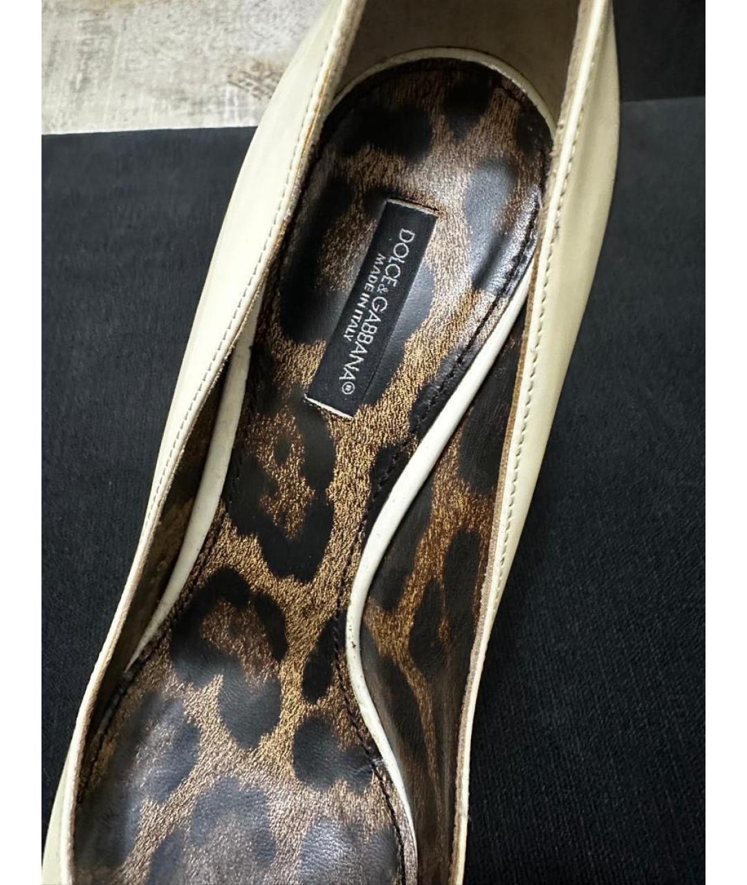 DOLCE&GABBANA Белые кожаные туфли, фото 3