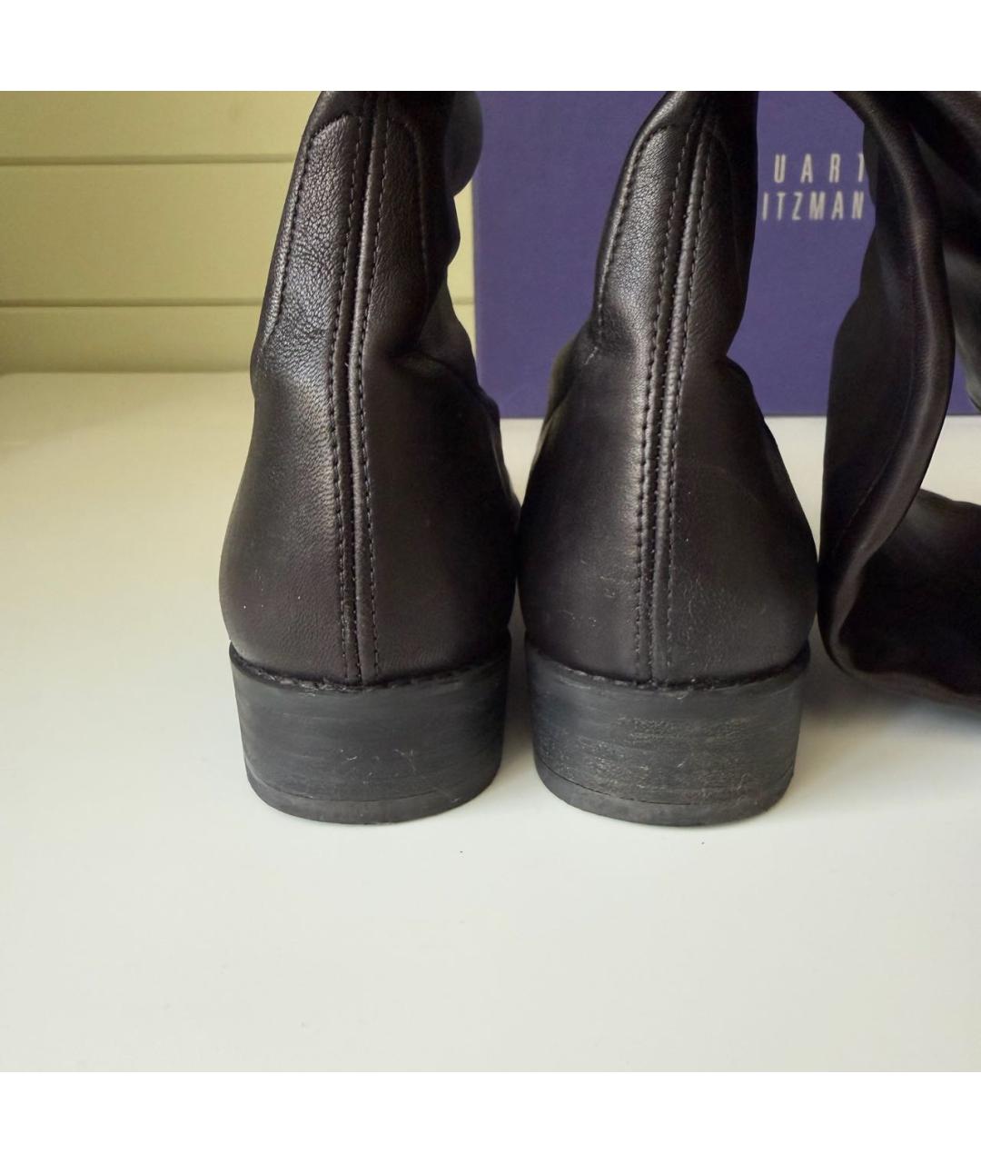 STUART WEITZMAN Черные кожаные ботфорты, фото 5