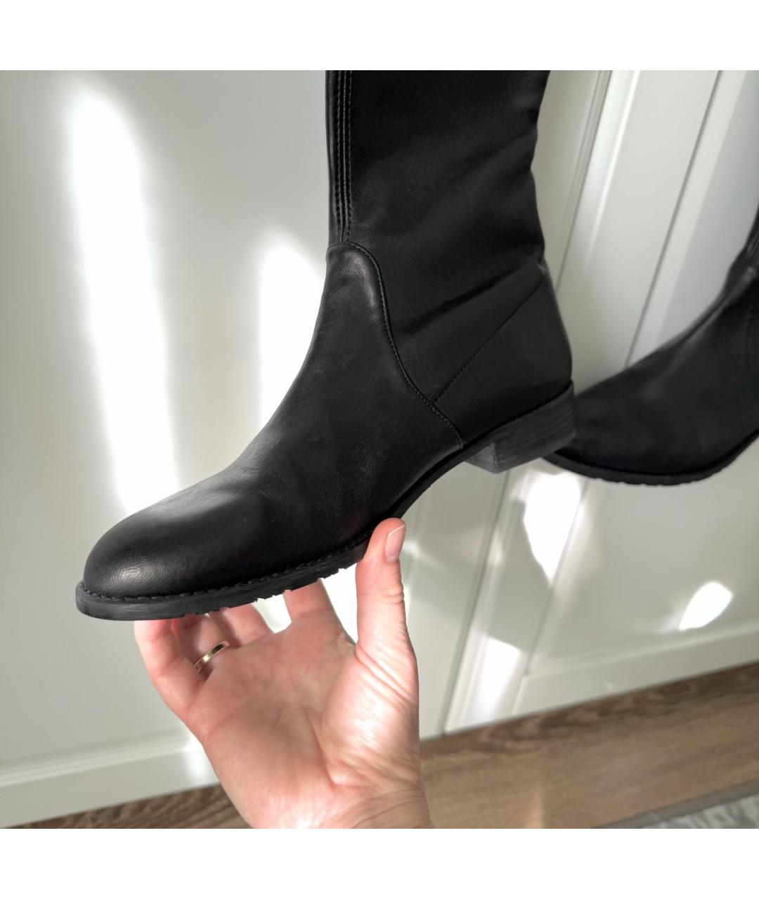 STUART WEITZMAN Черные кожаные ботфорты, фото 2