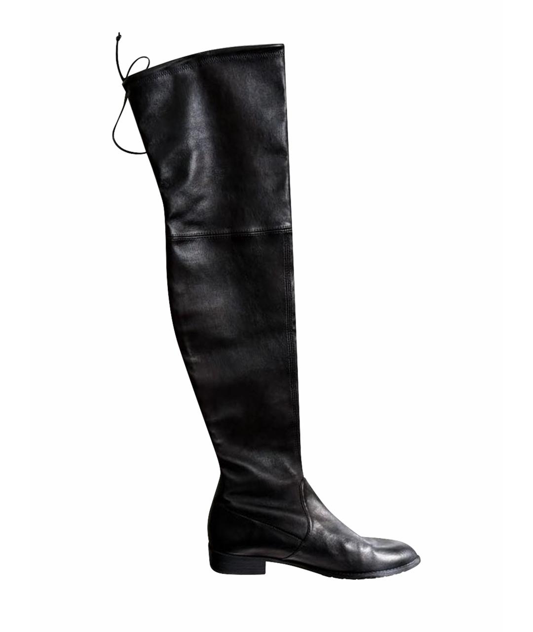 STUART WEITZMAN Черные кожаные ботфорты, фото 1