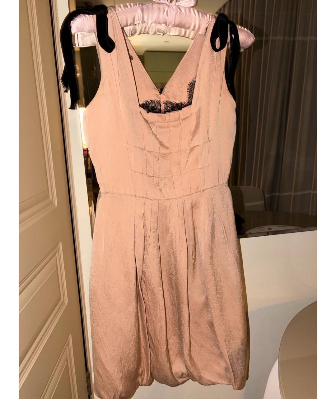 VALENTINO Коралловое шелковое коктейльное платье, фото 5