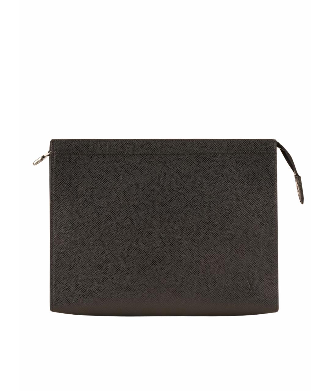LOUIS VUITTON Черная кожаная барсетка, фото 1