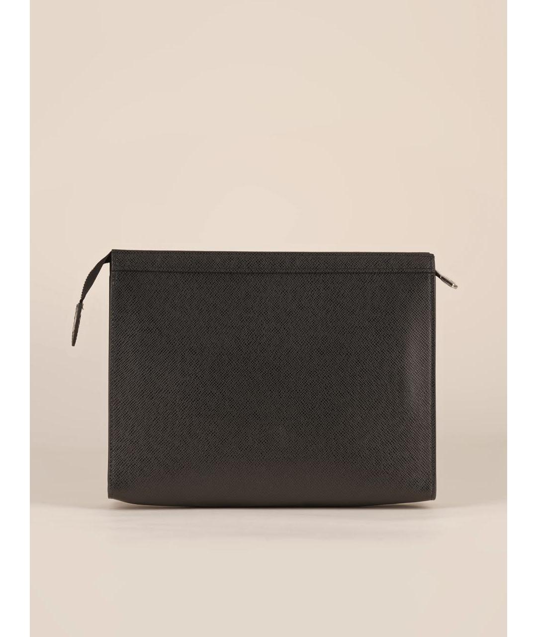 LOUIS VUITTON Черная кожаная барсетка, фото 2