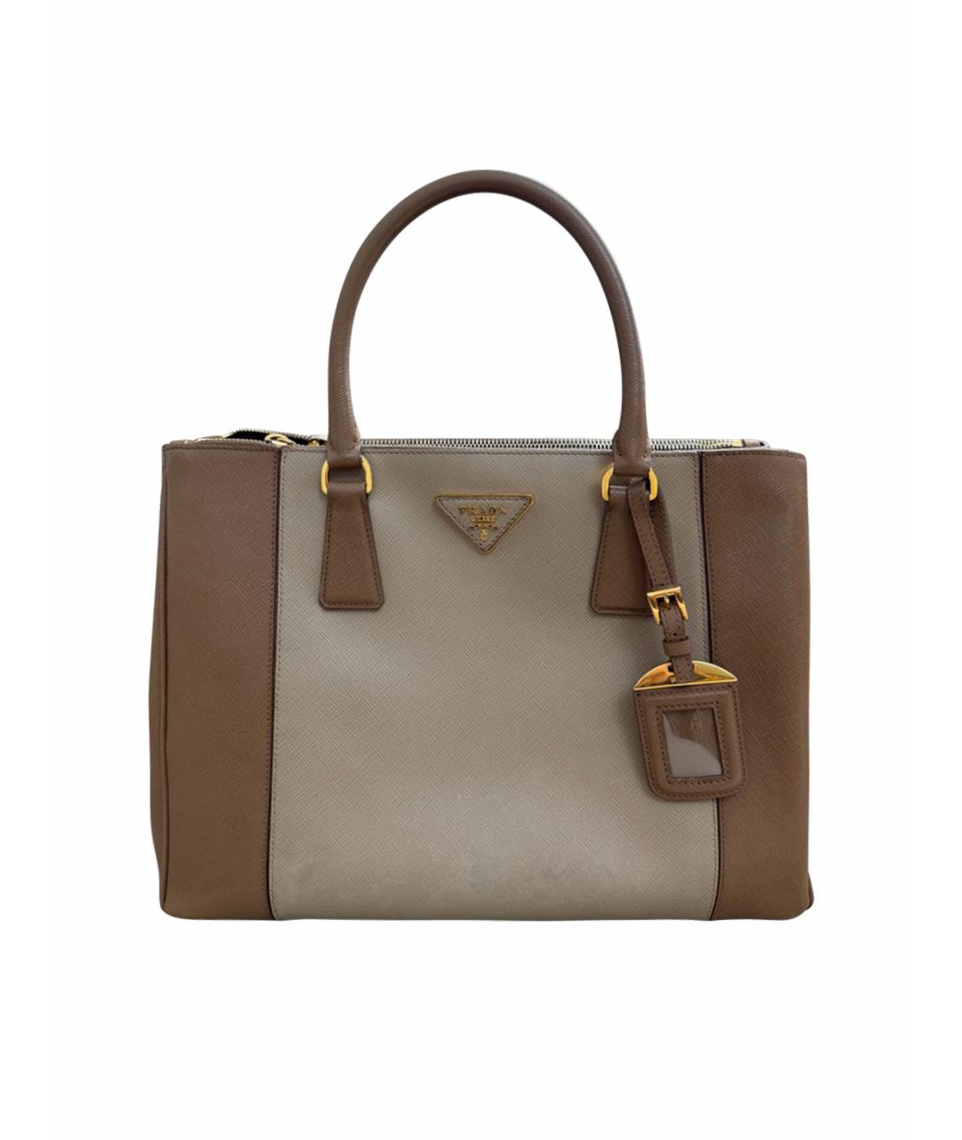 PRADA Бежевая кожаная сумка тоут, фото 1