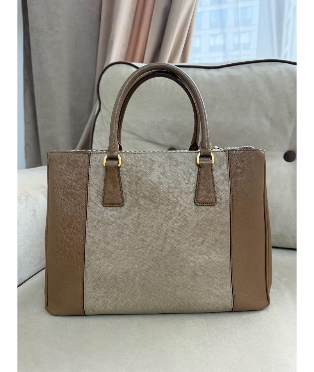 PRADA Бежевая кожаная сумка тоут, фото 3