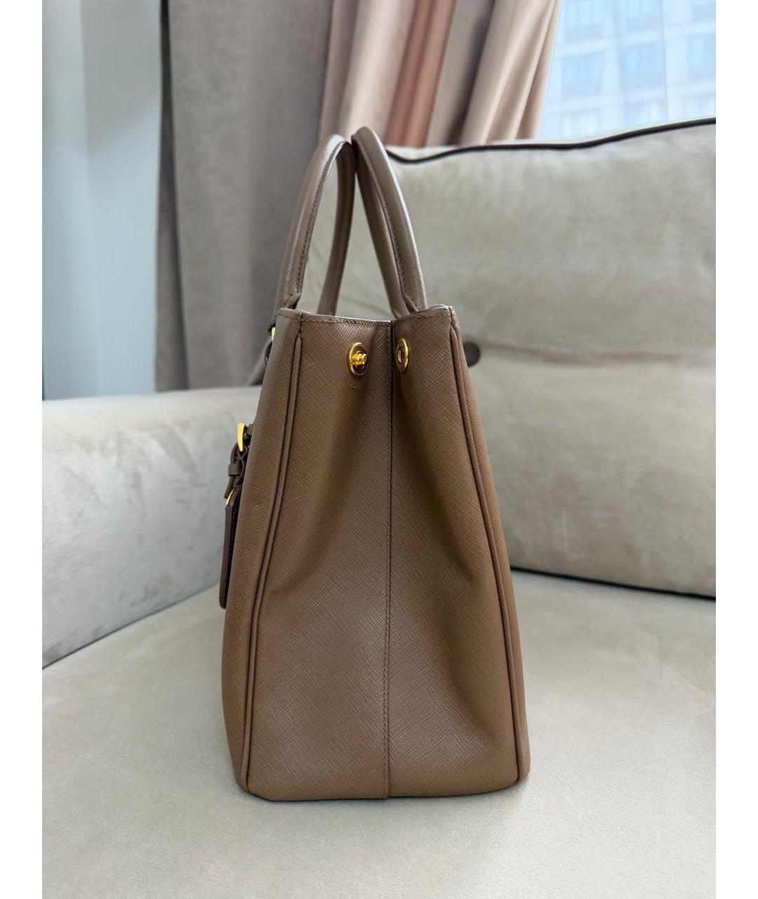 PRADA Бежевая кожаная сумка тоут, фото 7