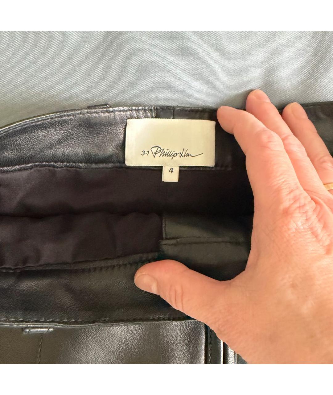 3.1 PHILLIP LIM Черные кожаные шорты, фото 6