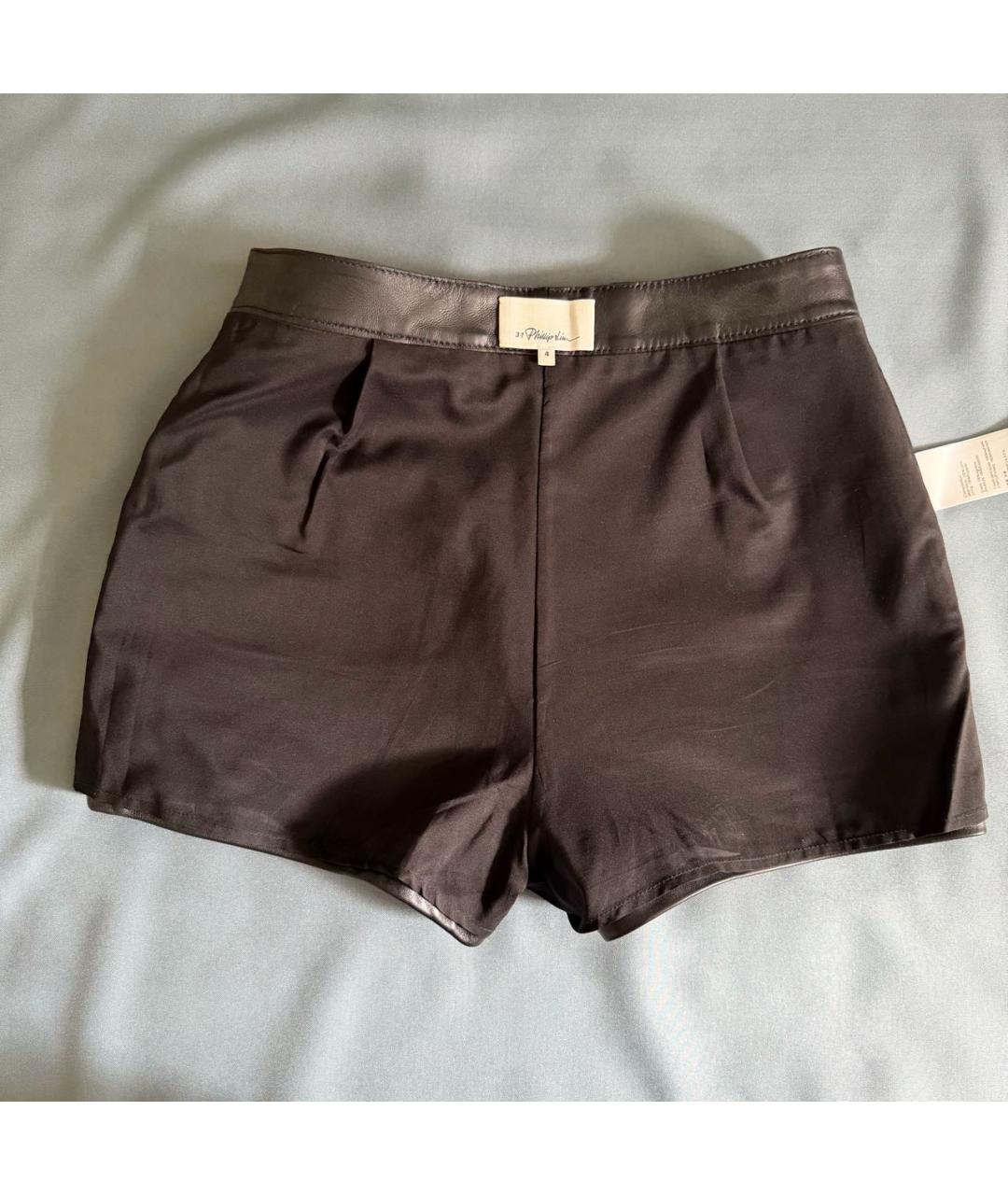 3.1 PHILLIP LIM Черные кожаные шорты, фото 4