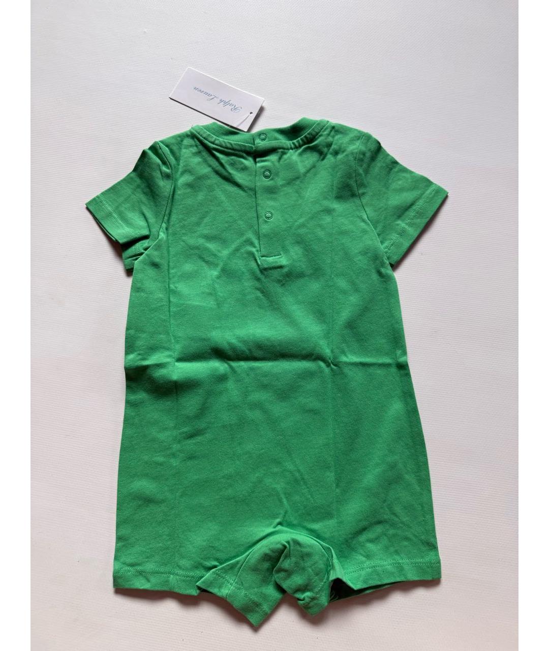 POLO RALPH LAUREN Зеленый хлопковый боди / песочник, фото 2