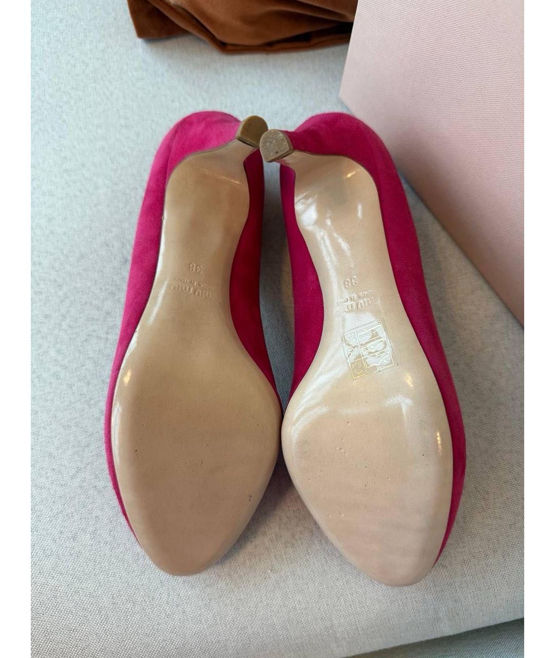 MIU MIU Фуксия замшевые туфли, фото 6