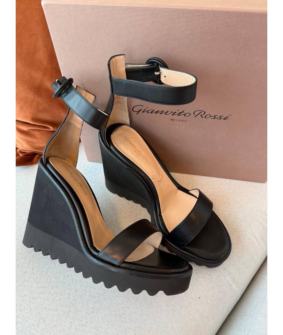 GIANVITO ROSSI Черные кожаные босоножки, фото 9
