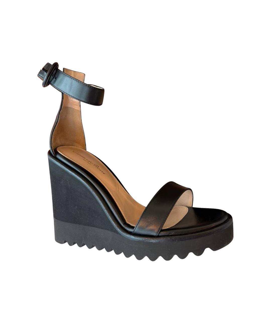GIANVITO ROSSI Черные кожаные босоножки, фото 1