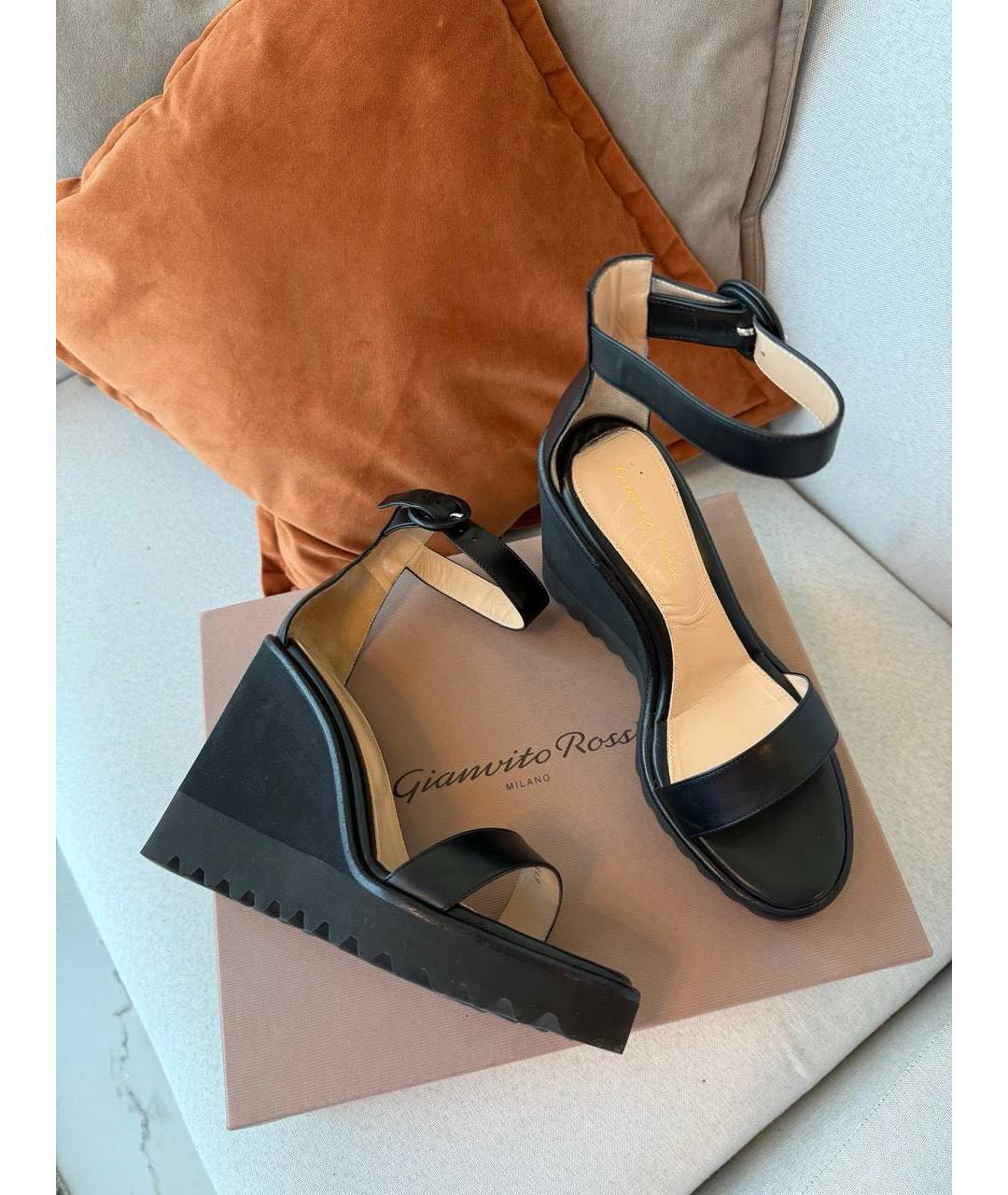 GIANVITO ROSSI Черные кожаные босоножки, фото 2