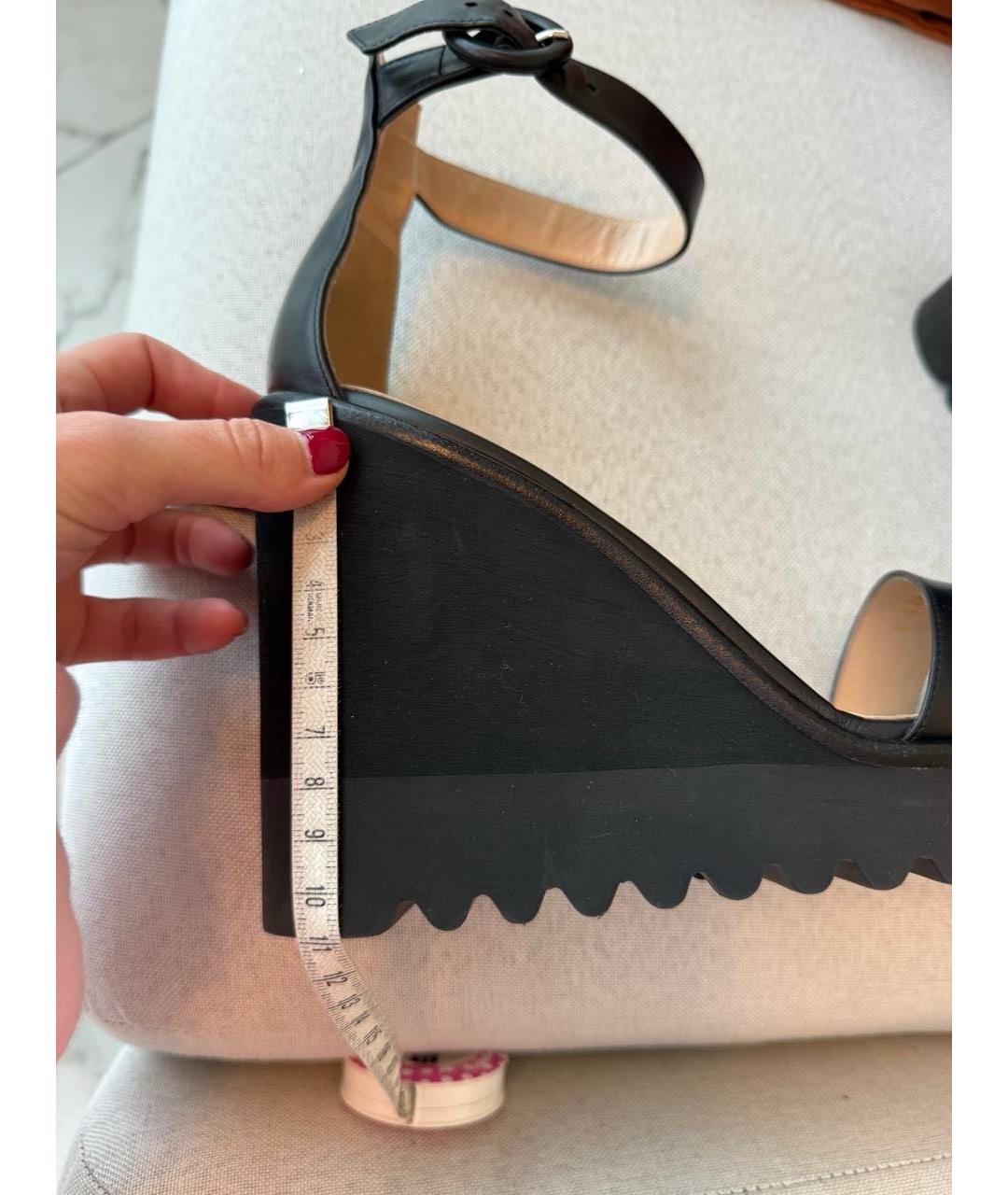 GIANVITO ROSSI Черные кожаные босоножки, фото 6