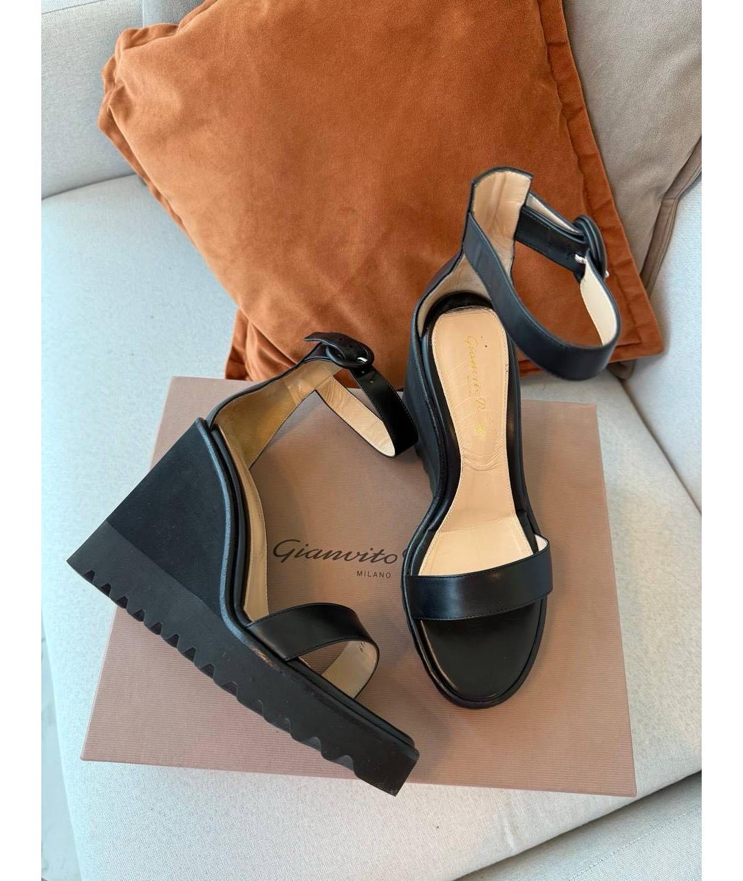 GIANVITO ROSSI Черные кожаные босоножки, фото 3