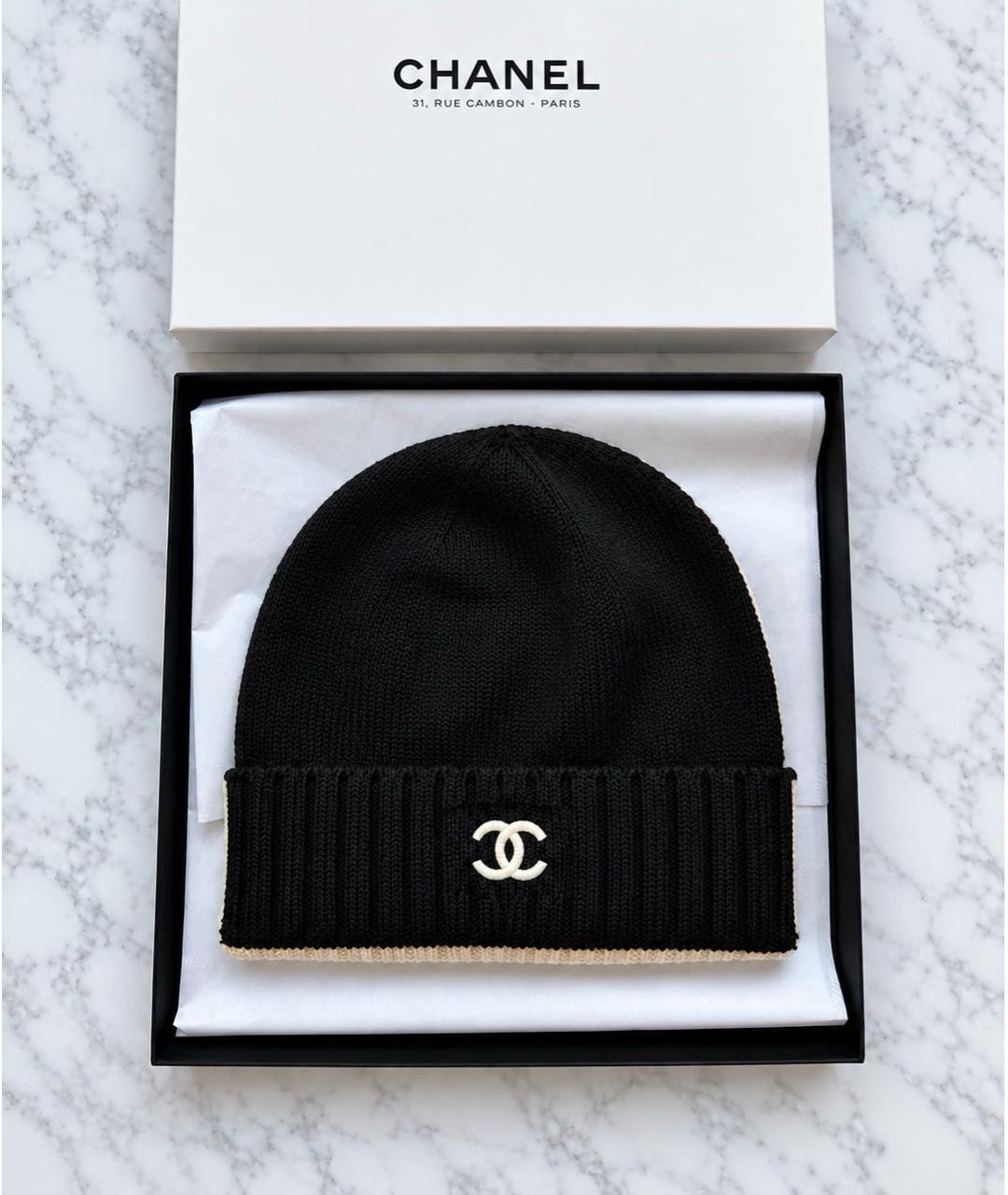 CHANEL Черная кашемировая шапка, фото 2