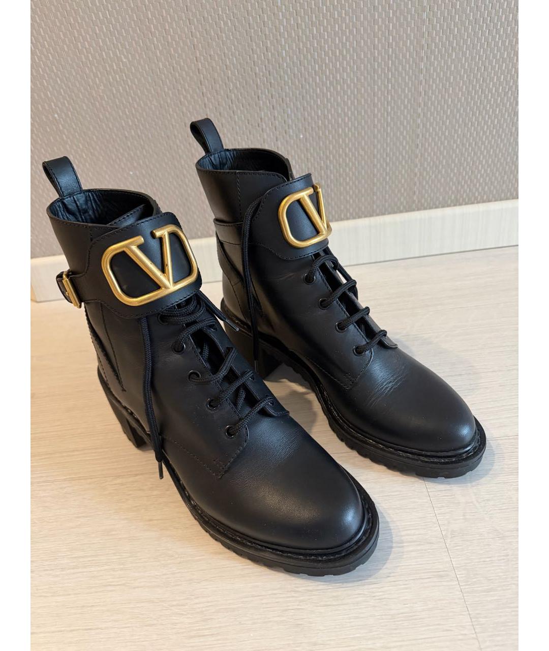 VALENTINO Черные кожаные ботинки, фото 2