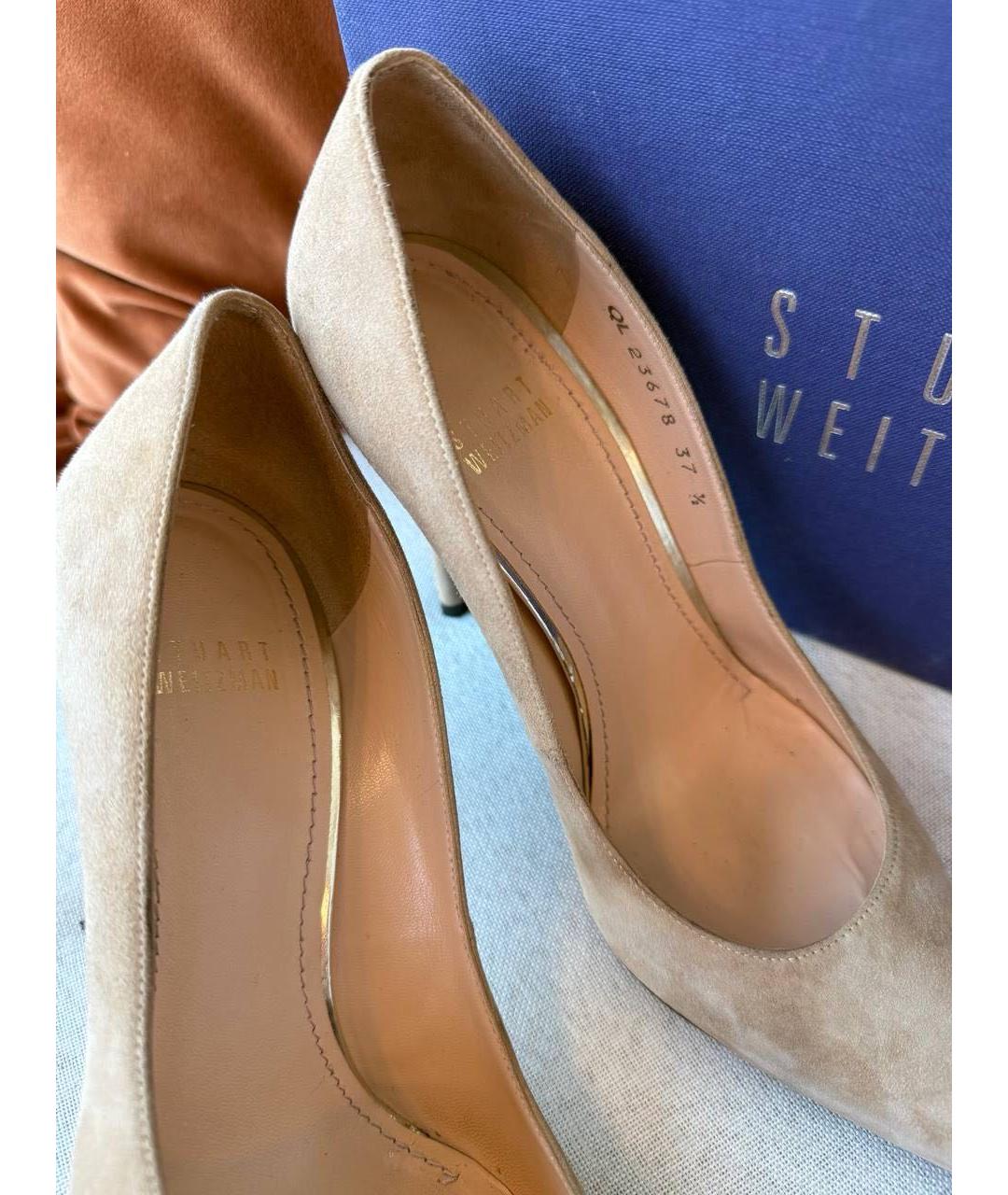 STUART WEITZMAN Бежевые замшевые туфли, фото 7