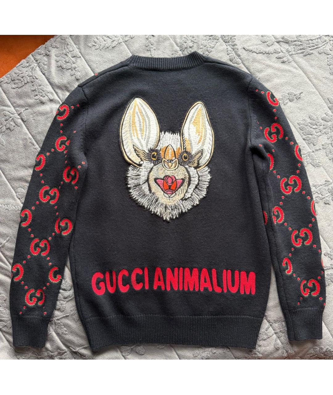 GUCCI Темно-синий шерстяной джемпер / свитер, фото 3