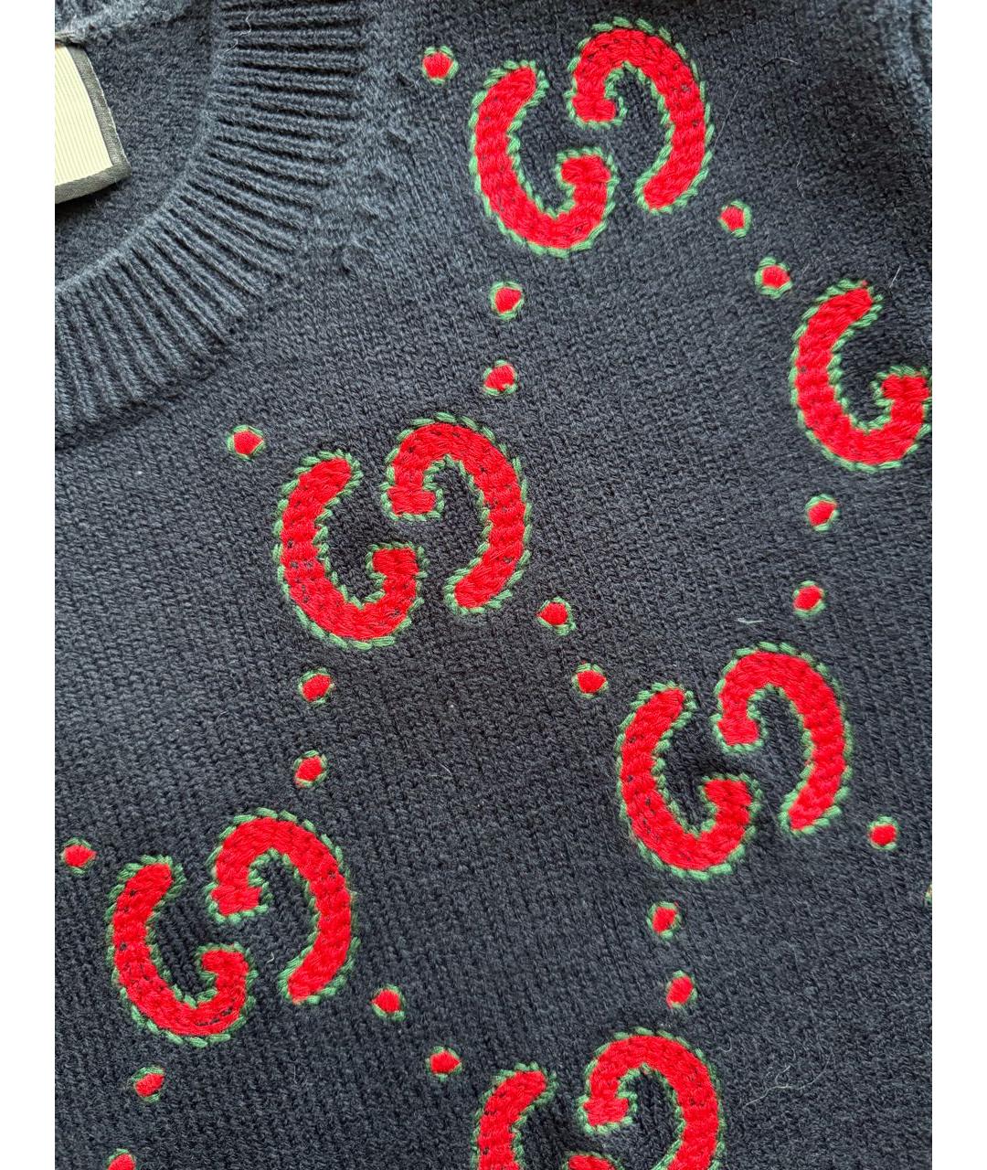 GUCCI Темно-синий шерстяной джемпер / свитер, фото 4