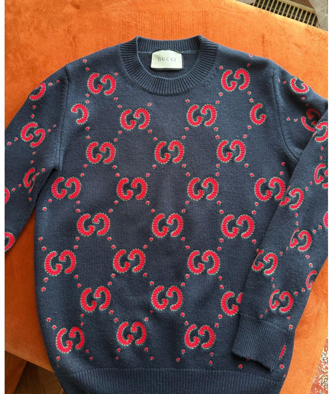 GUCCI Темно-синий шерстяной джемпер / свитер, фото 2