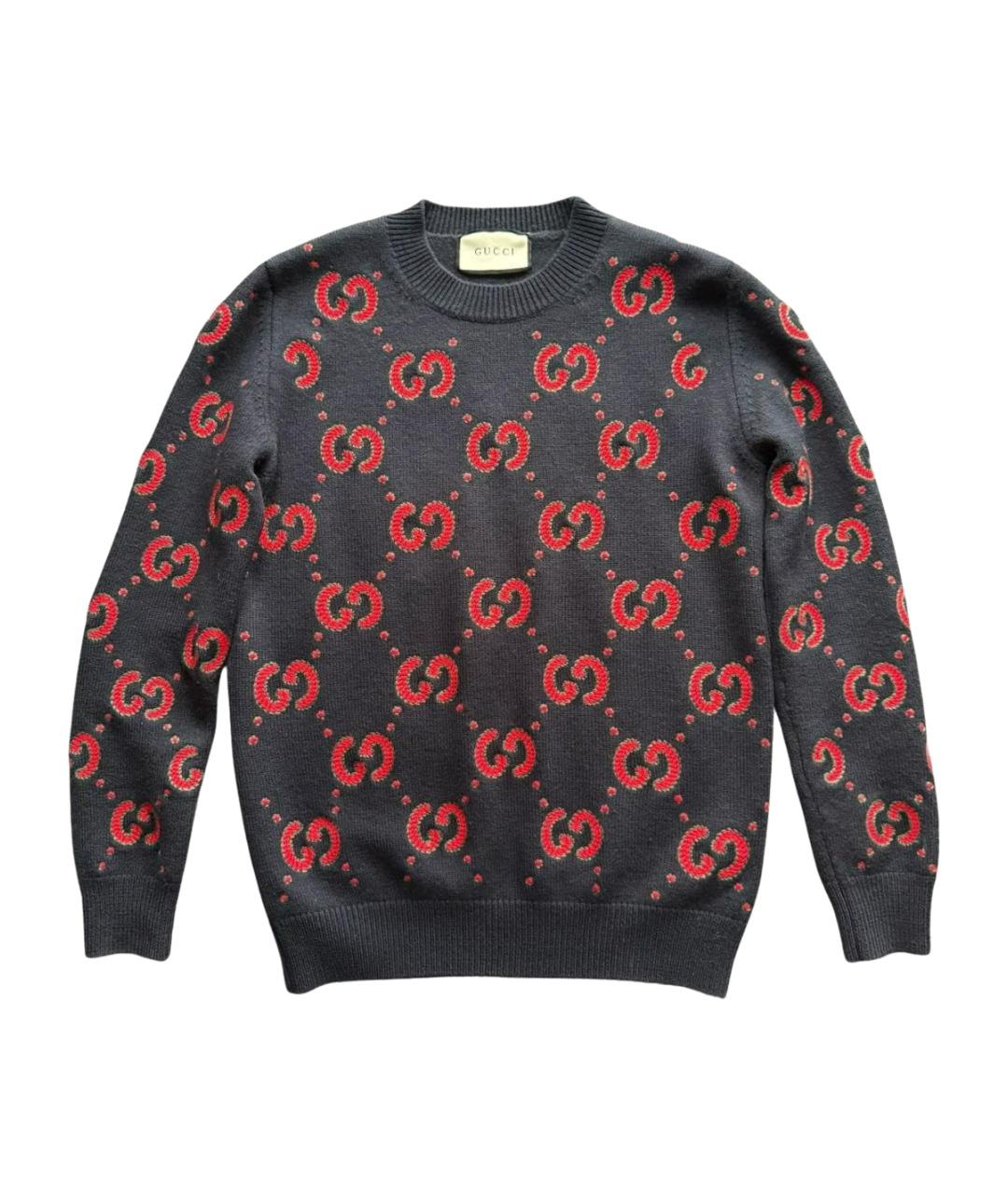 GUCCI Темно-синий шерстяной джемпер / свитер, фото 1