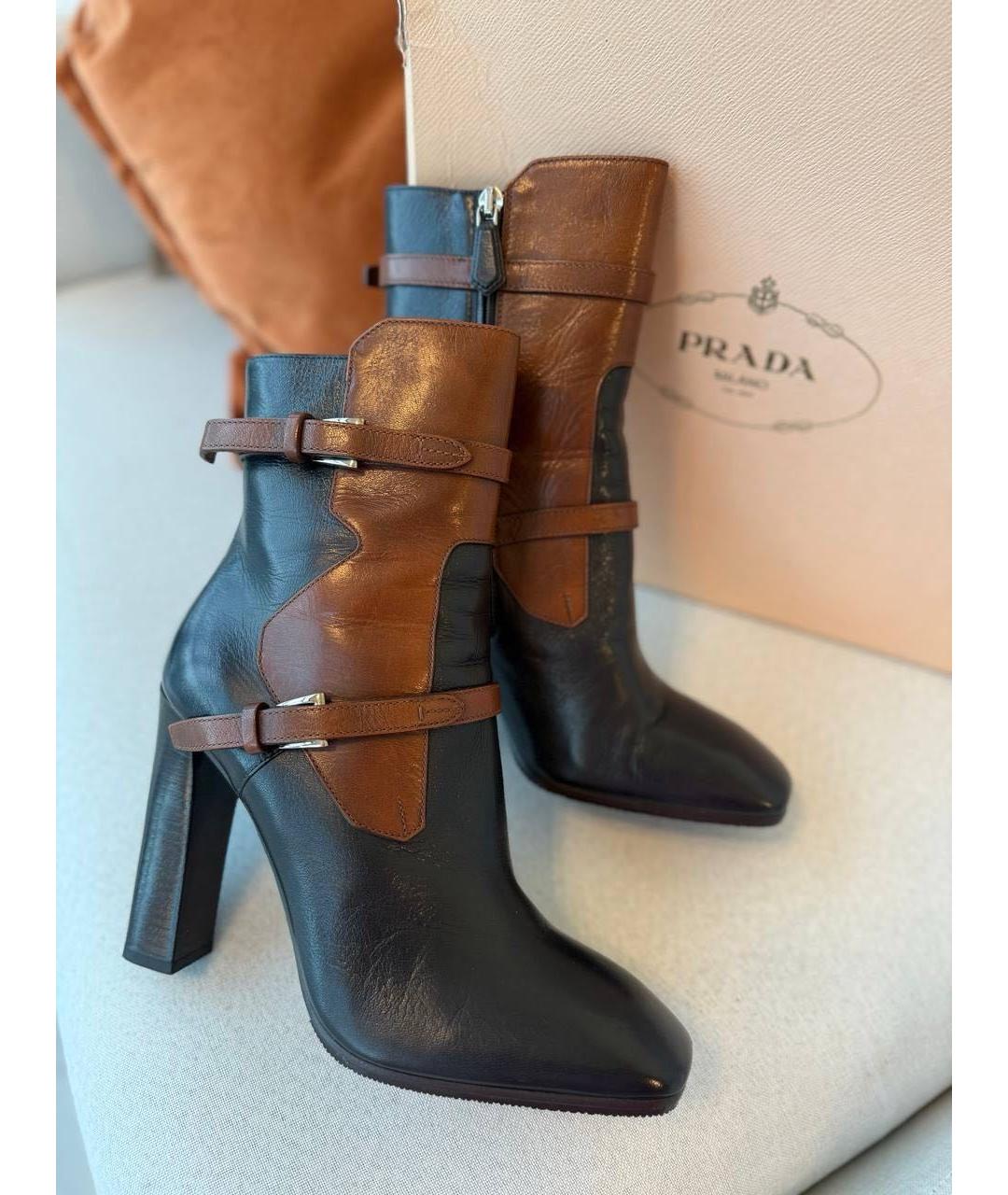 PRADA Коричневые кожаные полусапоги, фото 7