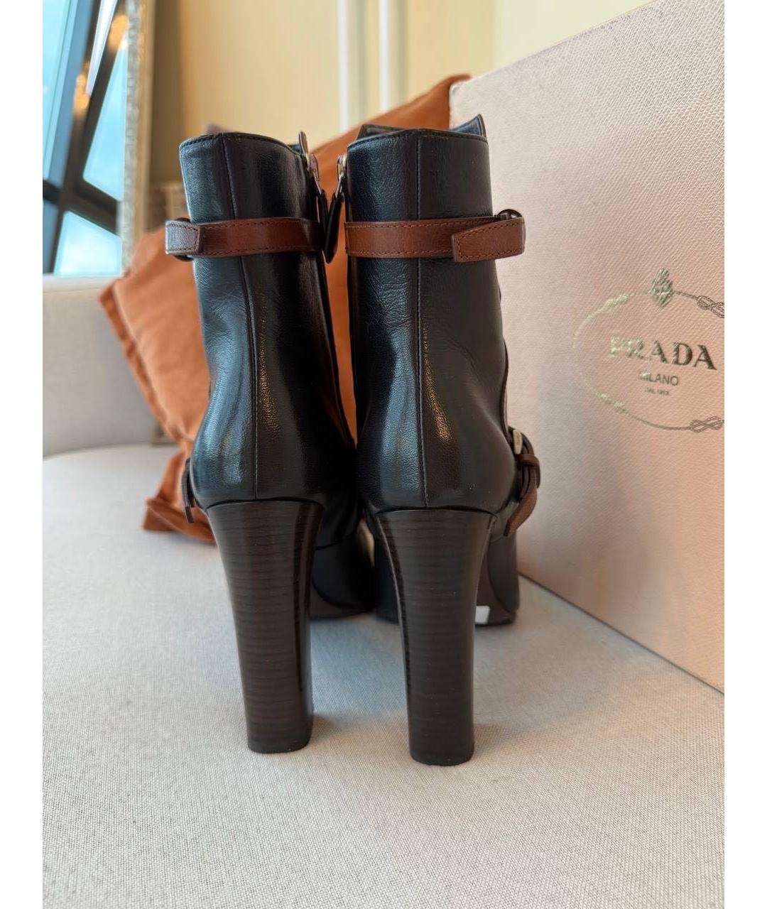 PRADA Коричневые кожаные полусапоги, фото 3