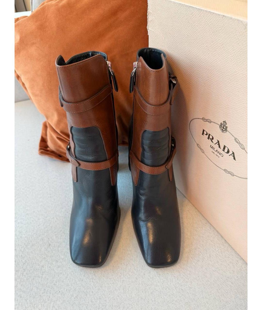 PRADA Коричневые кожаные полусапоги, фото 6