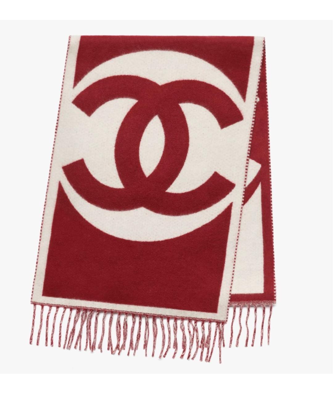 CHANEL Бордовый кашемировый шарф, фото 3