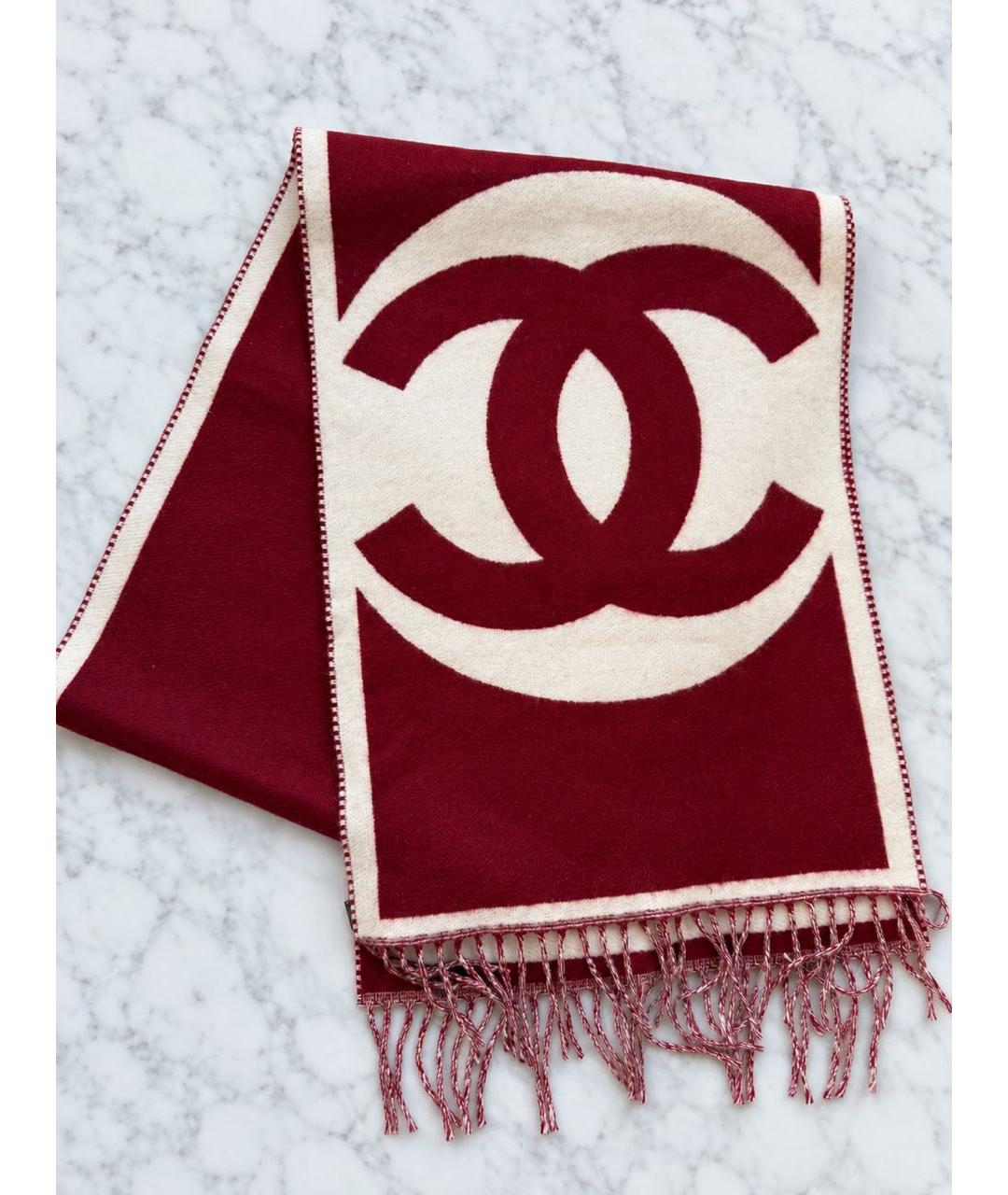 CHANEL Бордовый кашемировый шарф, фото 2