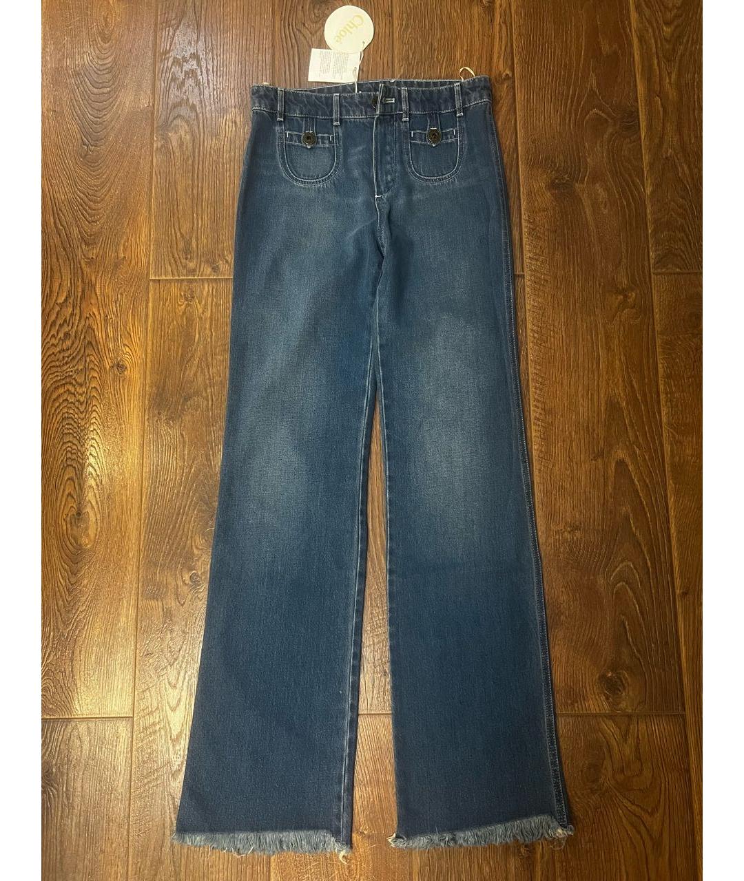 CHLOE Голубые хлопко-эластановые прямые джинсы, фото 8