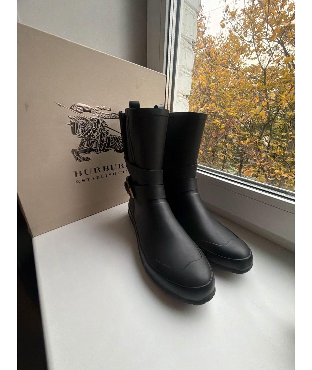 BURBERRY Черные резиновые сапоги, фото 6