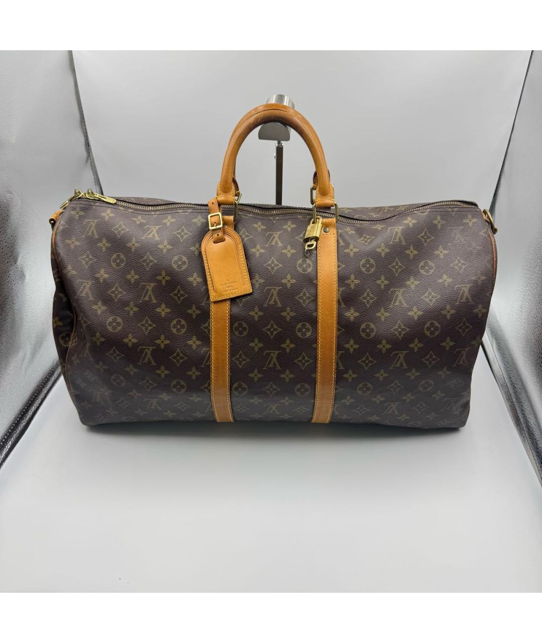 LOUIS VUITTON Коричневая дорожная/спортивная сумка из канвы, фото 8