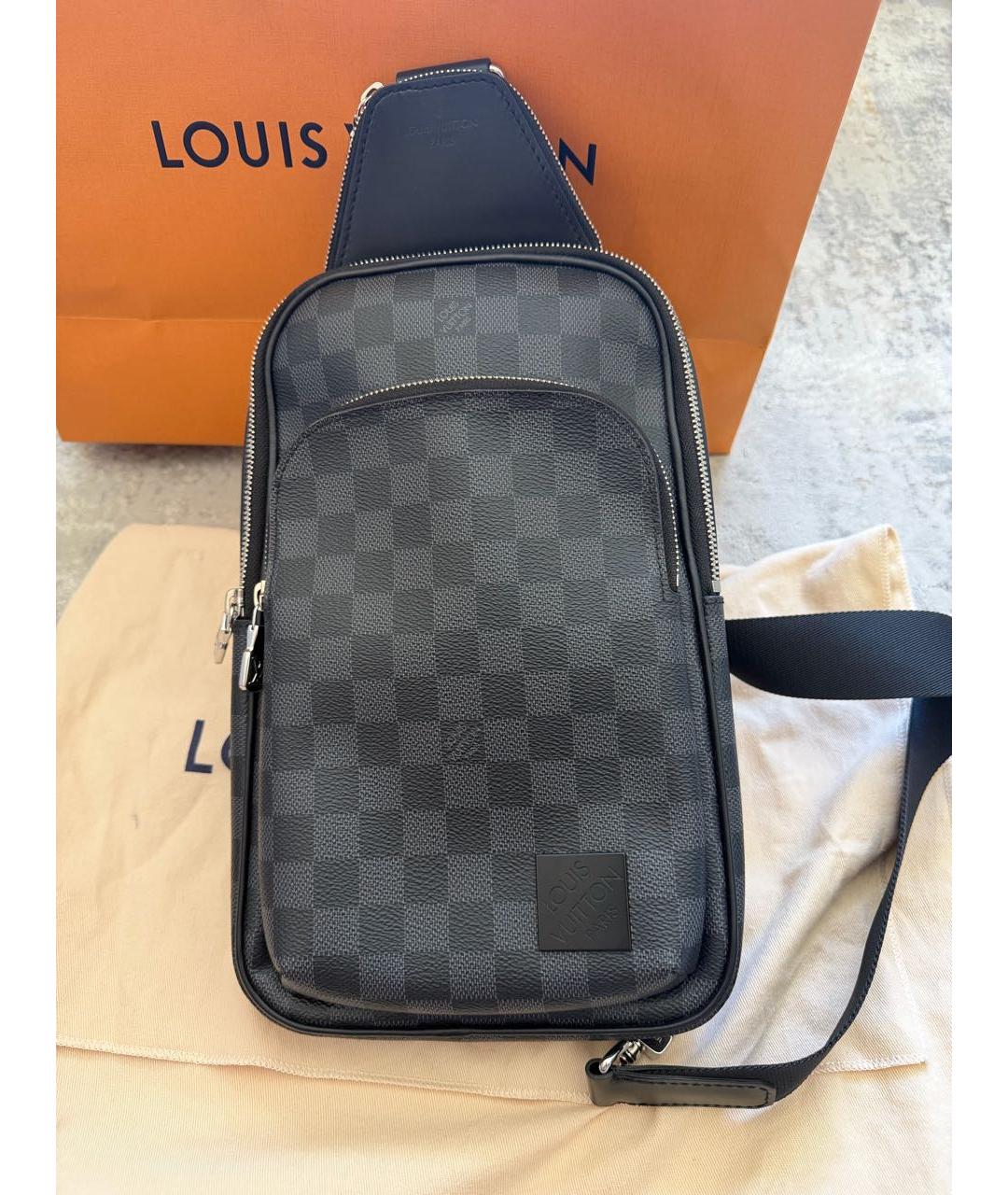 LOUIS VUITTON Серая сумка тоут из канвы, фото 8