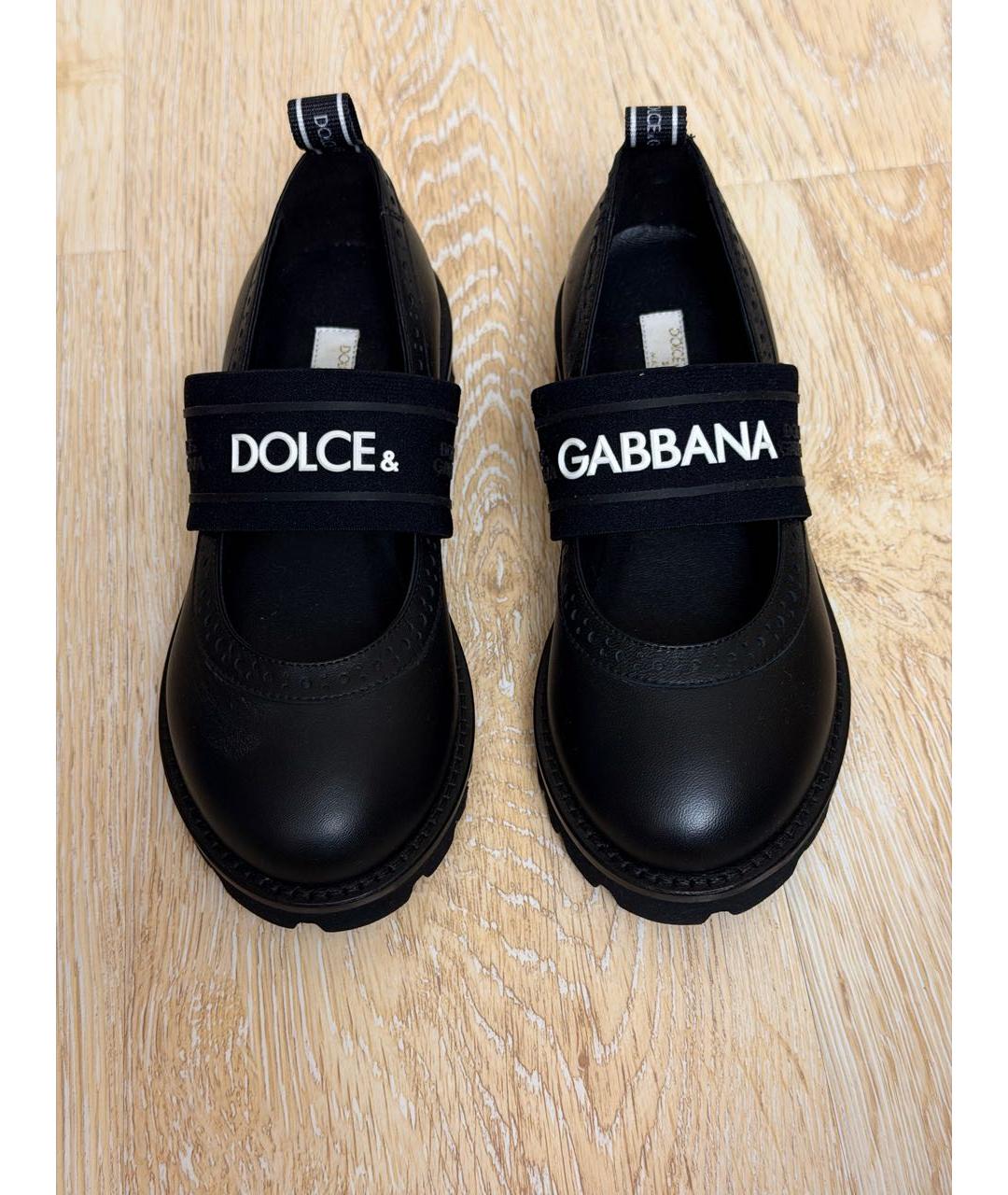 DOLCE&GABBANA Черные кожаные туфли, фото 2