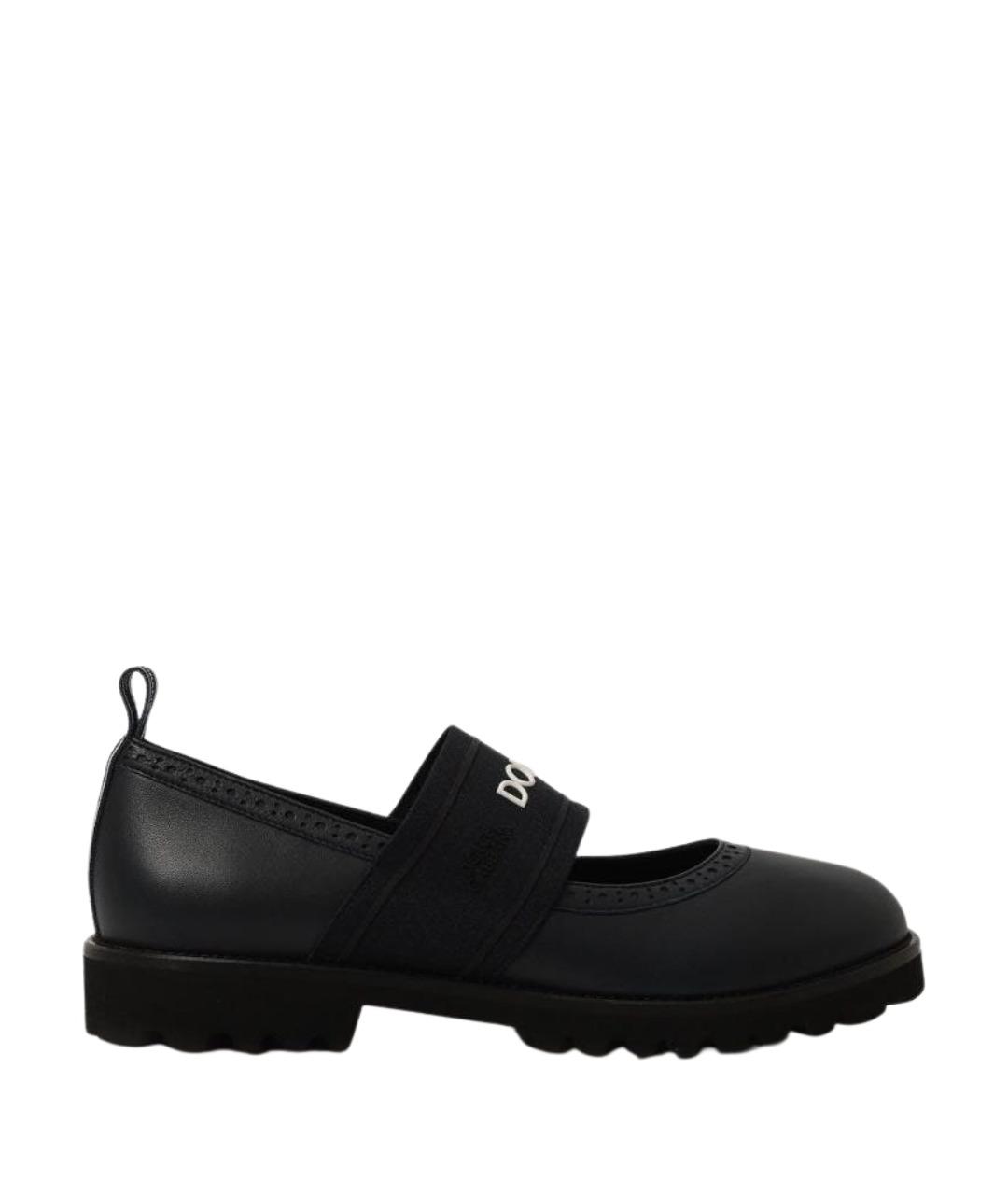 DOLCE&GABBANA Черные кожаные туфли, фото 1