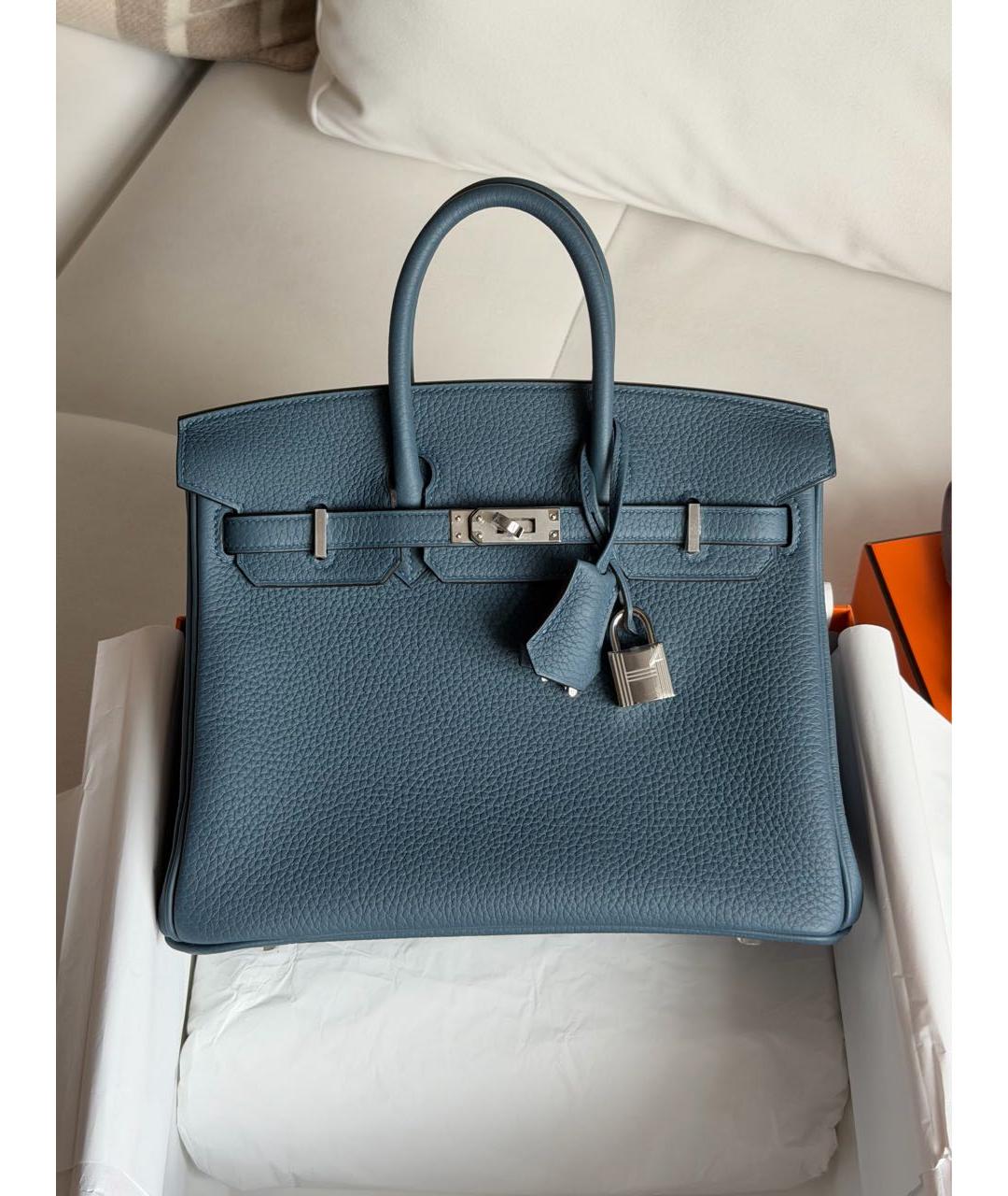 HERMES Темно-синяя сумка с короткими ручками из кожи аллигатора, фото 2