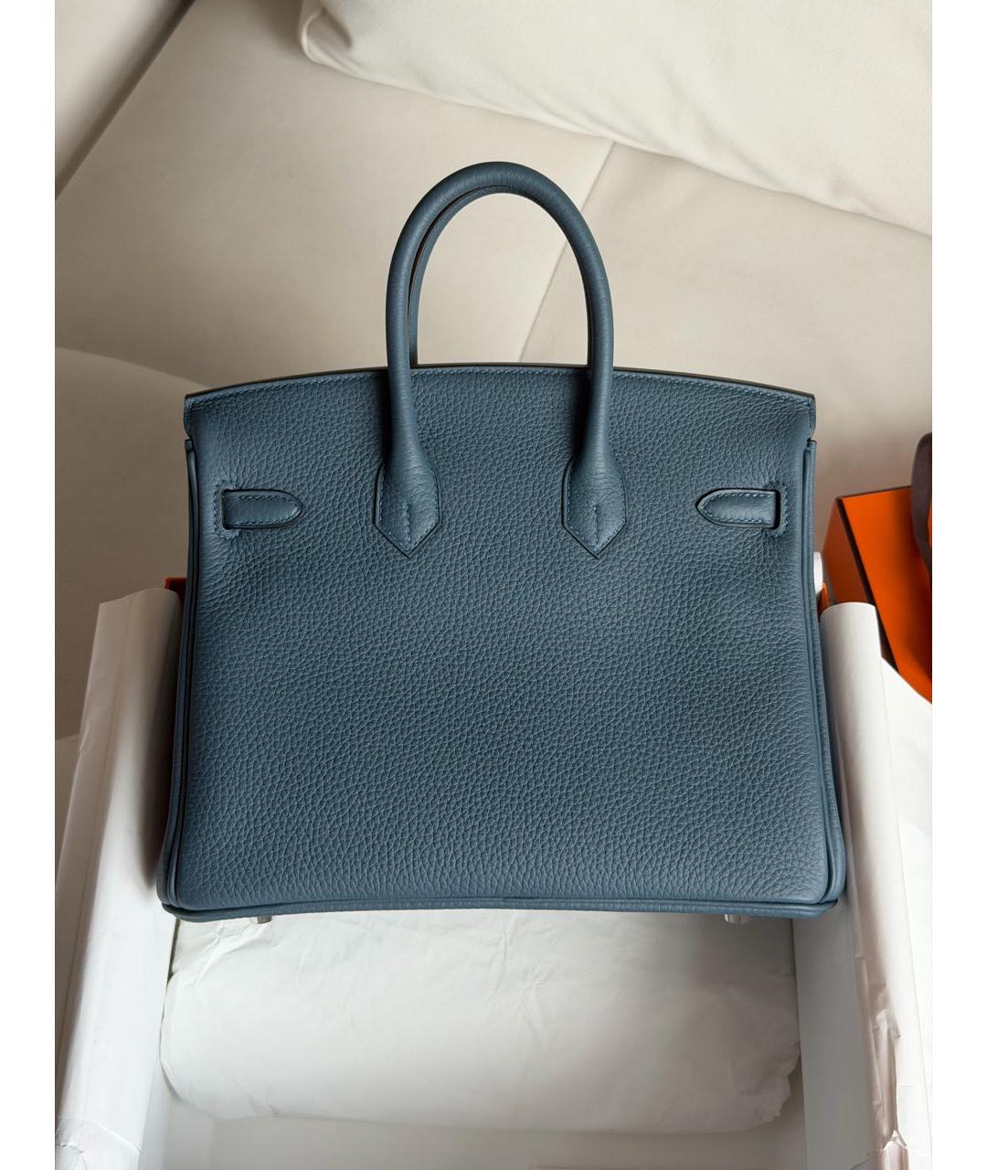 HERMES Темно-синяя сумка с короткими ручками из кожи аллигатора, фото 4