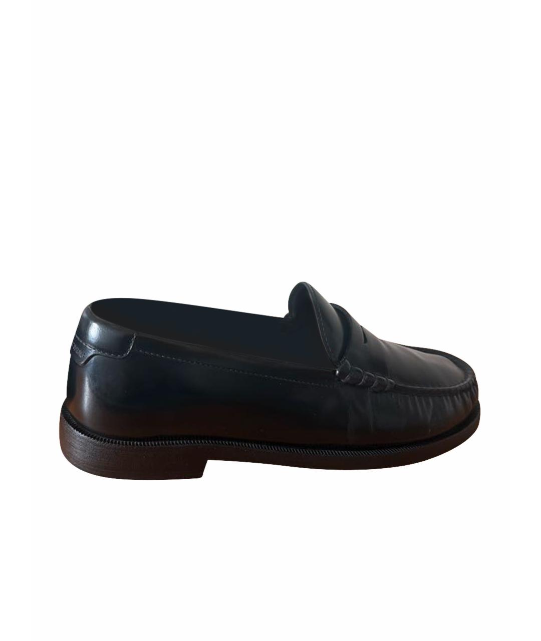 SAINT LAURENT Черные кожаные лоферы, фото 1