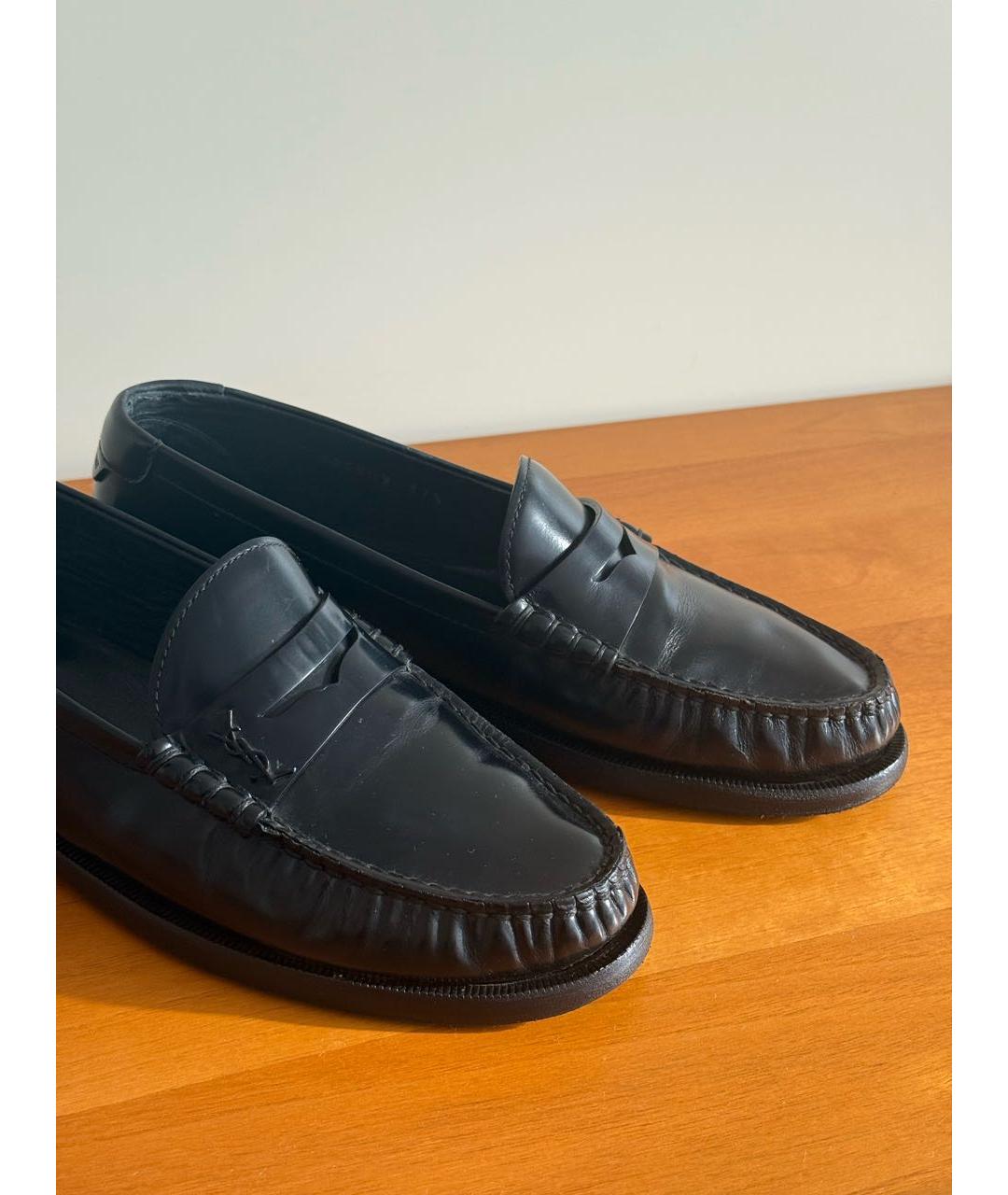 SAINT LAURENT Черные кожаные лоферы, фото 7