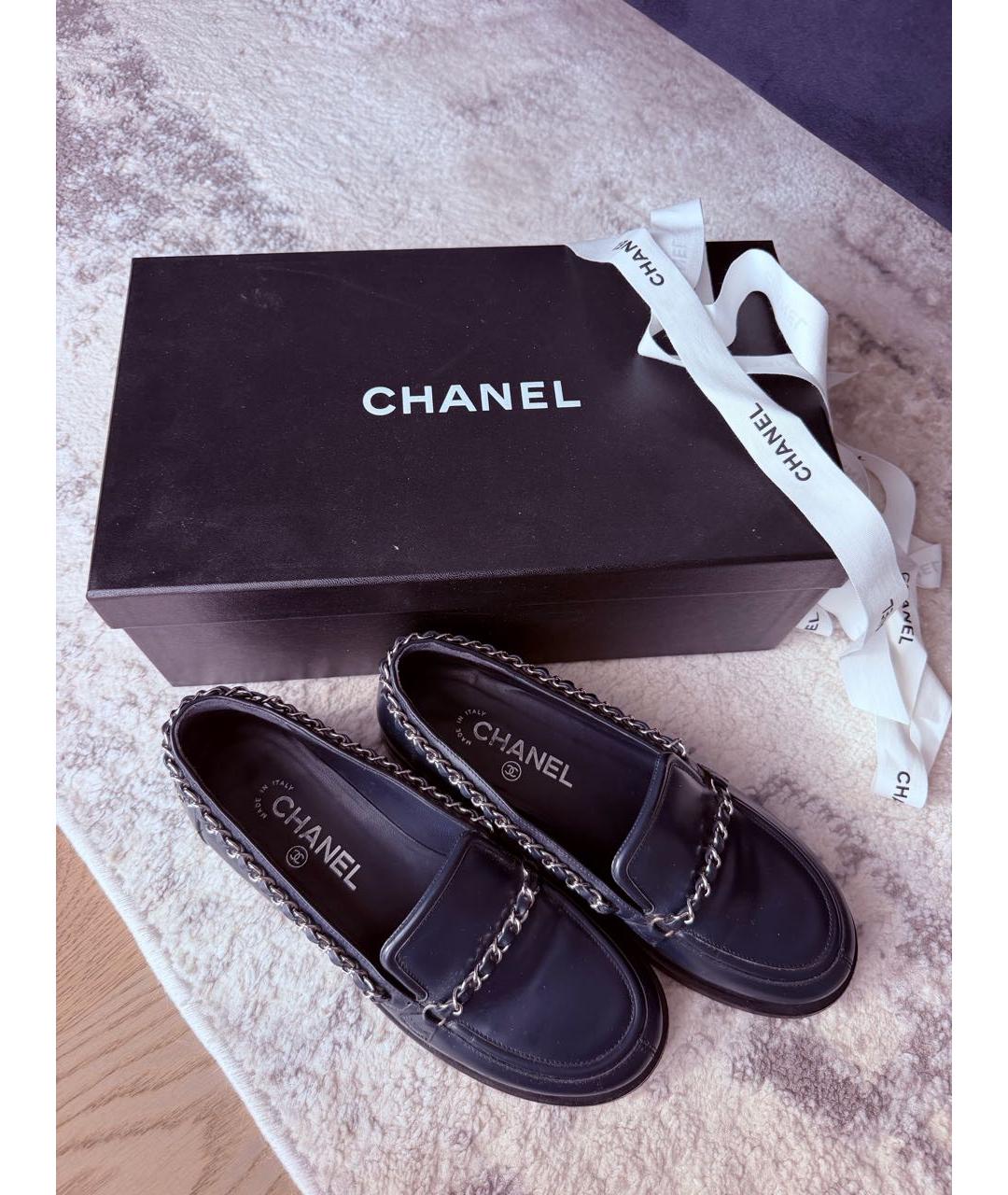CHANEL Синие кожаные лоферы, фото 5