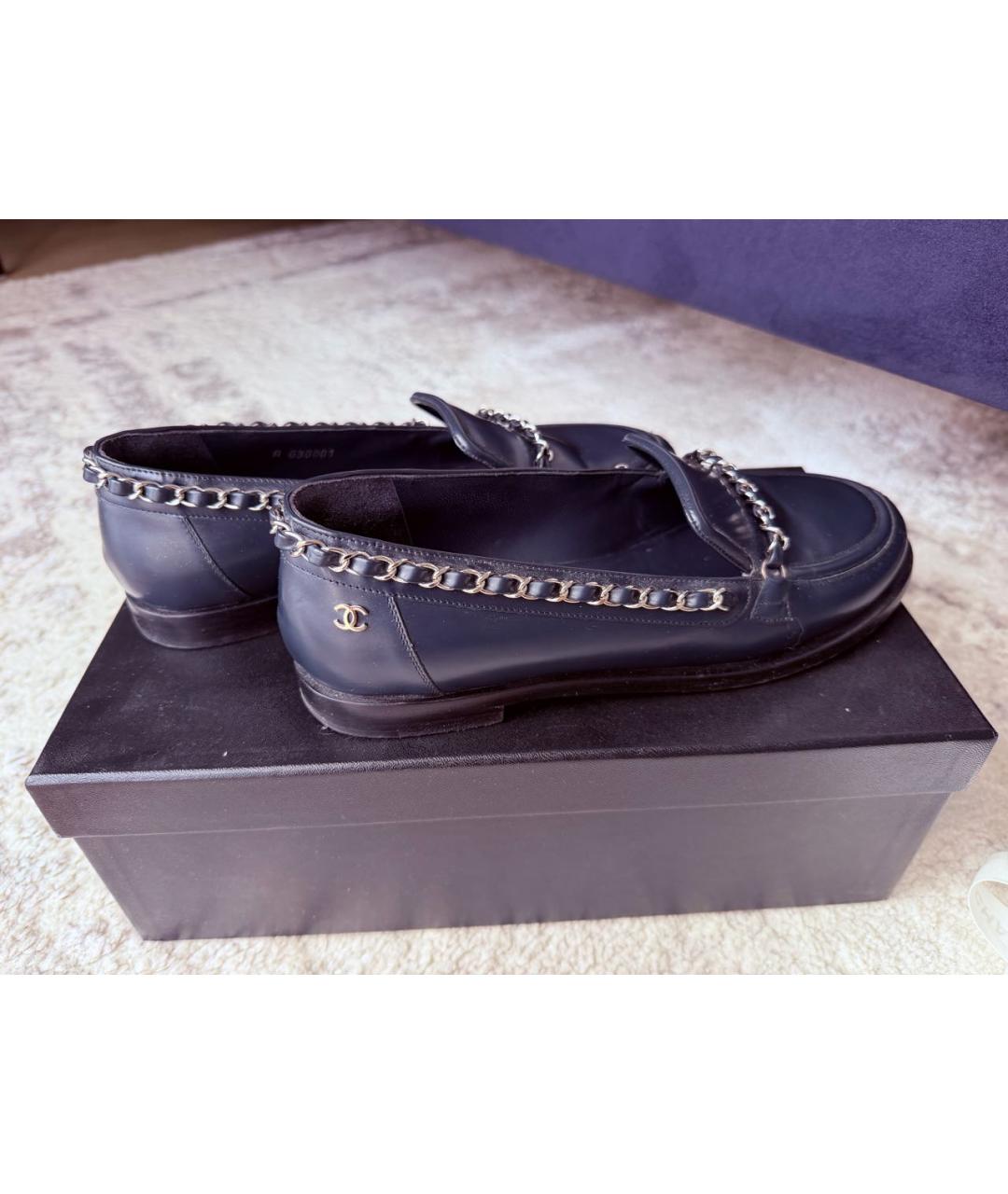 CHANEL Синие кожаные лоферы, фото 9