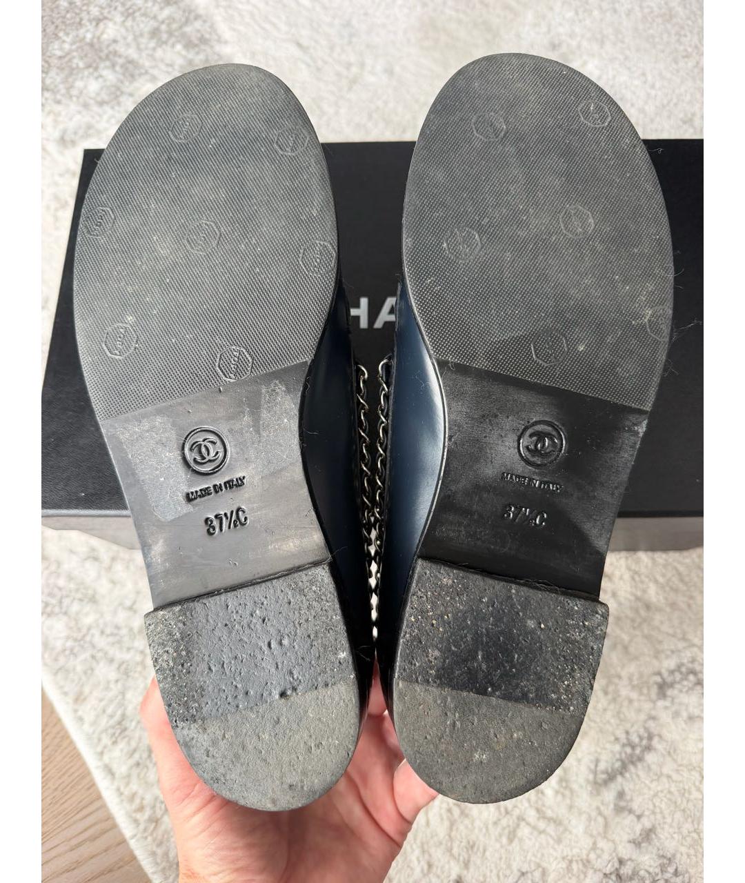 CHANEL Синие кожаные лоферы, фото 8