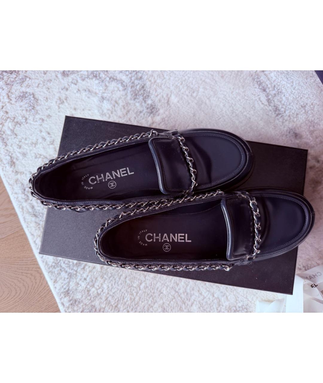 CHANEL Синие кожаные лоферы, фото 3