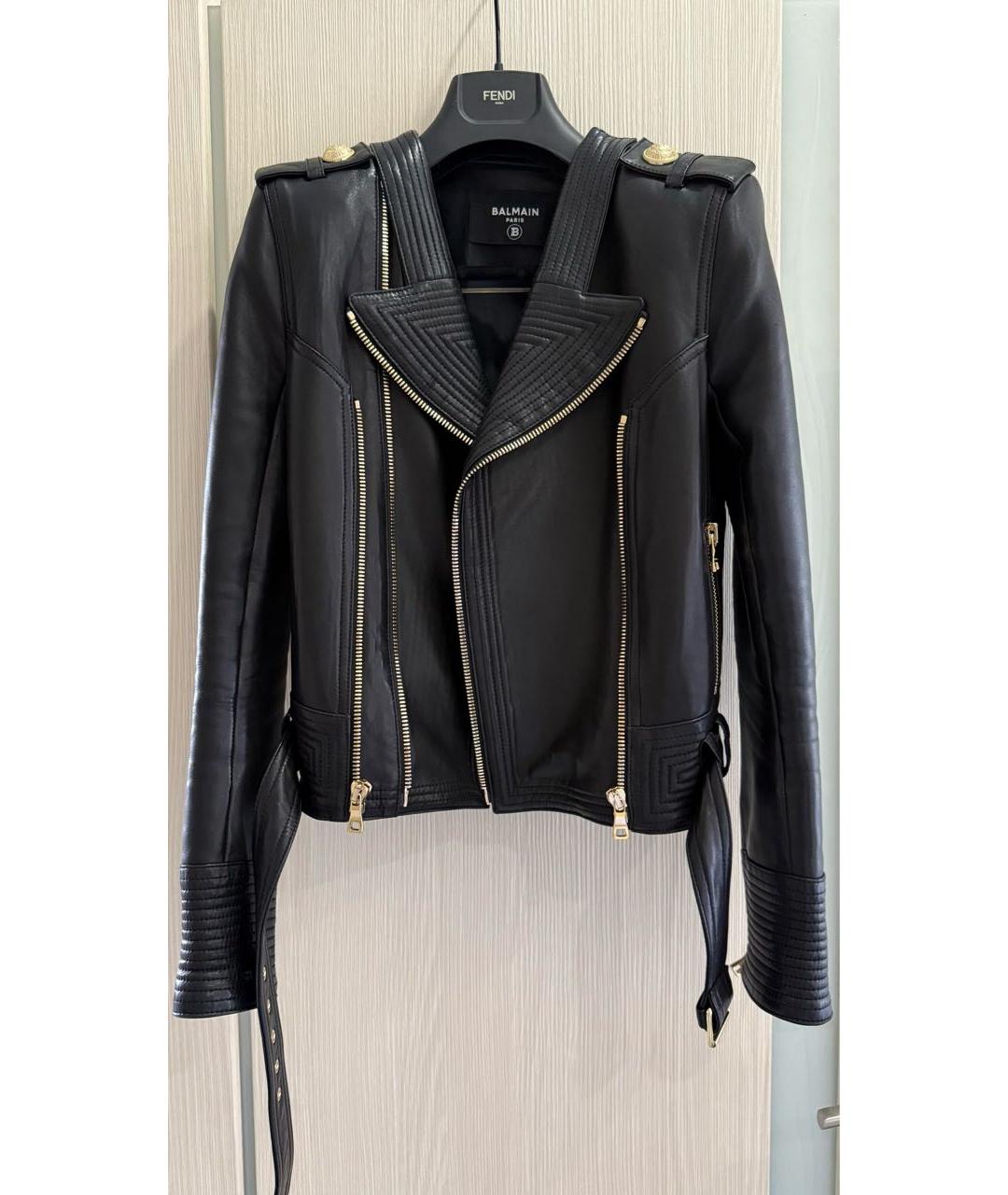 BALMAIN Черная кожаная куртка, фото 2